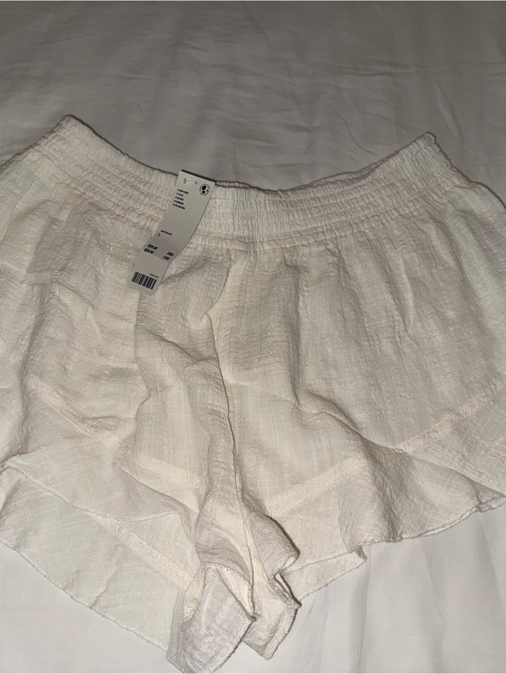 Urban Outfitters White Gauze Ruffle Hem Shorts